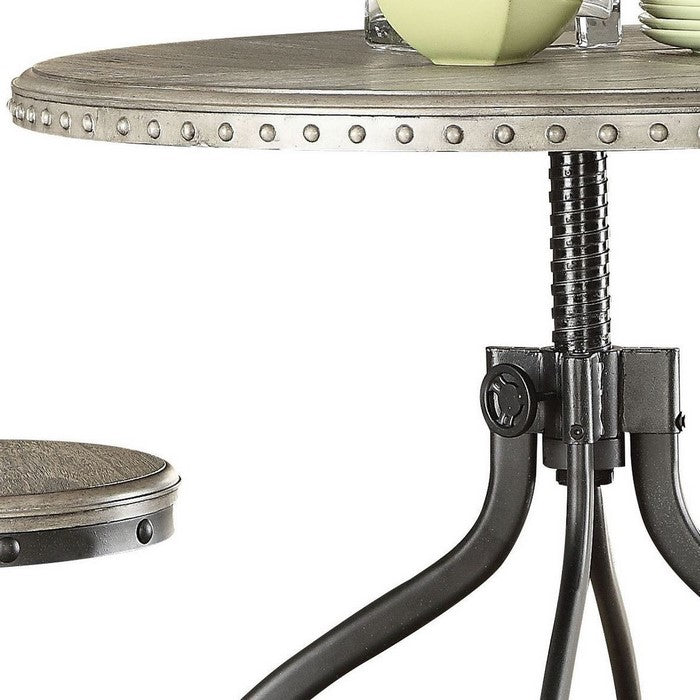 Adjustable Counter Height & Stool Set, Gray Oak, 3 Piece Pack