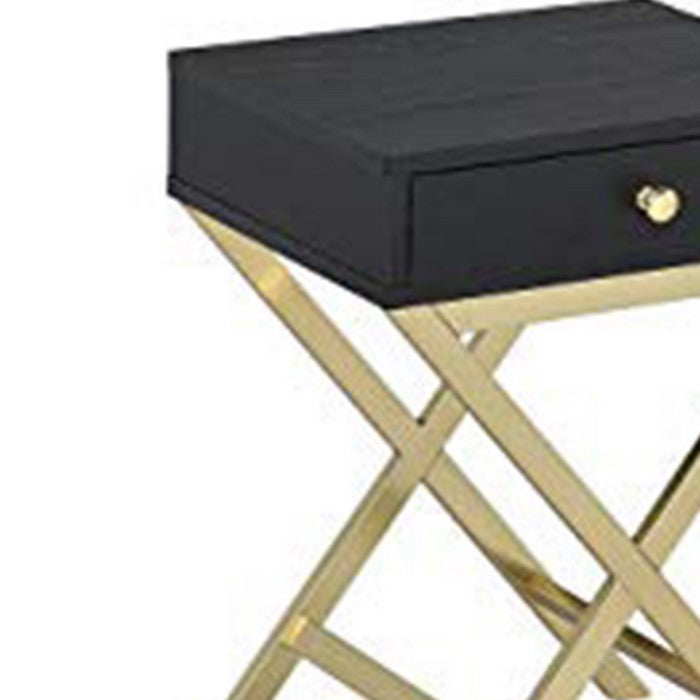 Stylish Side Table, Black & Gold