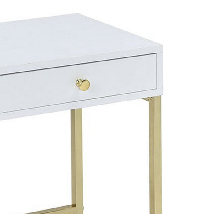Astonishing Side Table, White & Gold
