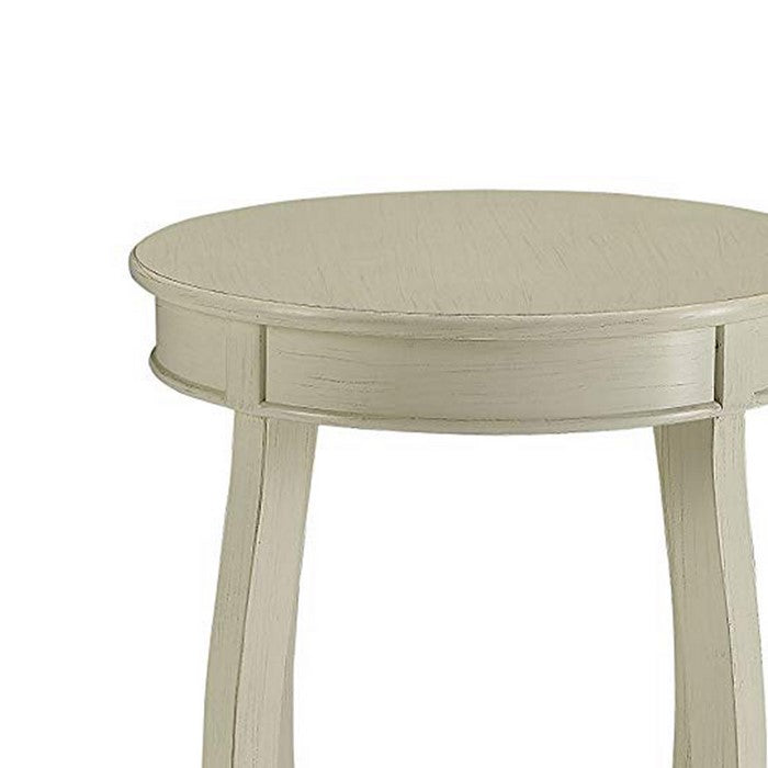 24 Inch Round Side Table with Open Bottom Shelf, White