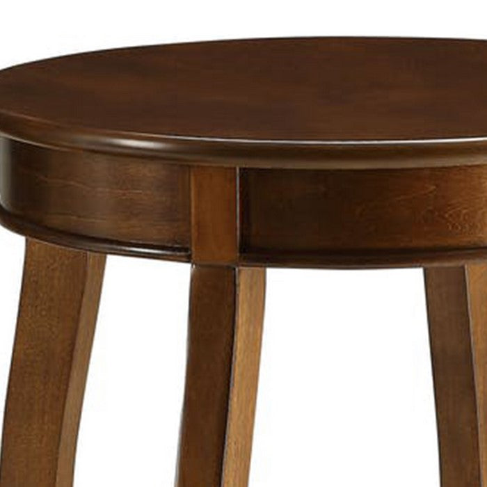 24 Inch Round Side Table with Open Bottom Shelf, Brown