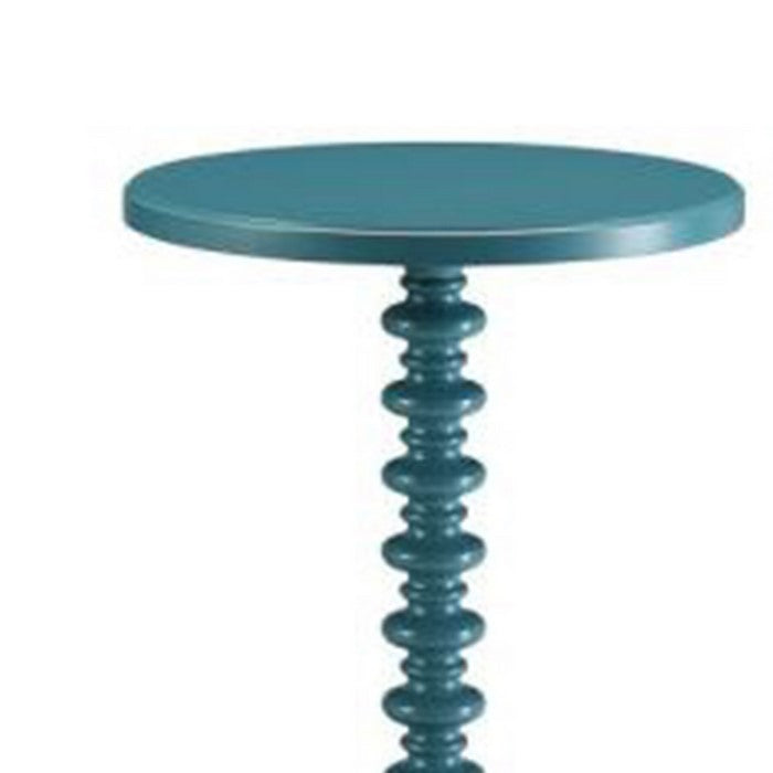 Astonishing Side Table With Round Top, Teal Blue