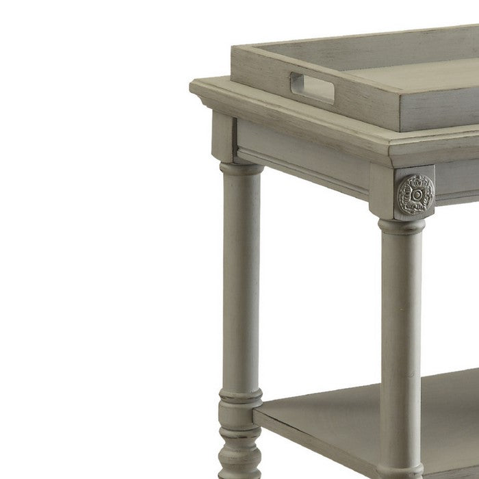 Wooden Serving Tray Table, Gray