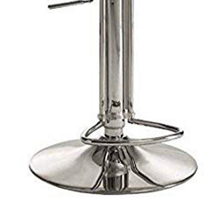 Leatherette Adjustable Metal Frame Stool with Swivel, Brown and Silver