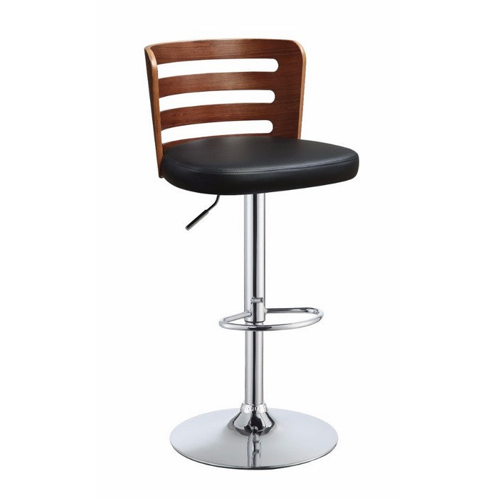 Adjustable Stool with Swivel, Black & Walnut Brown