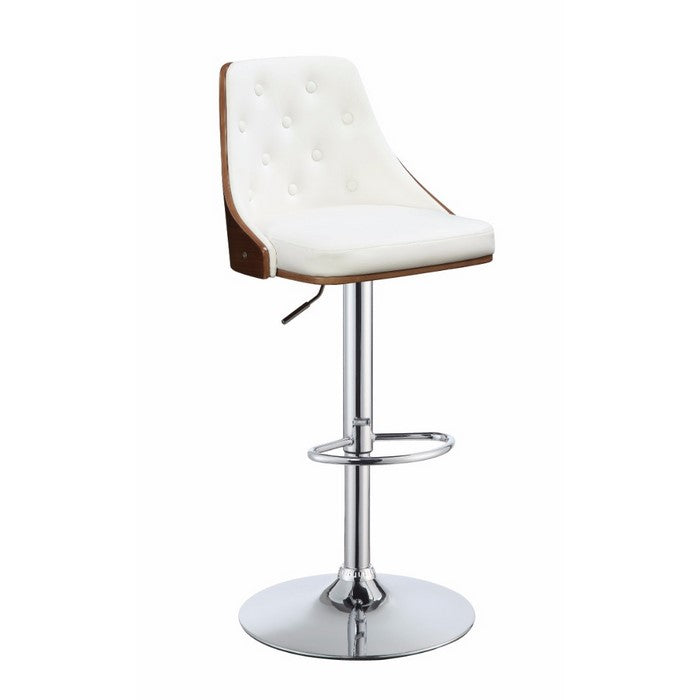 Adjustable Leatherette Swivel Barstool Stool, White and Brown