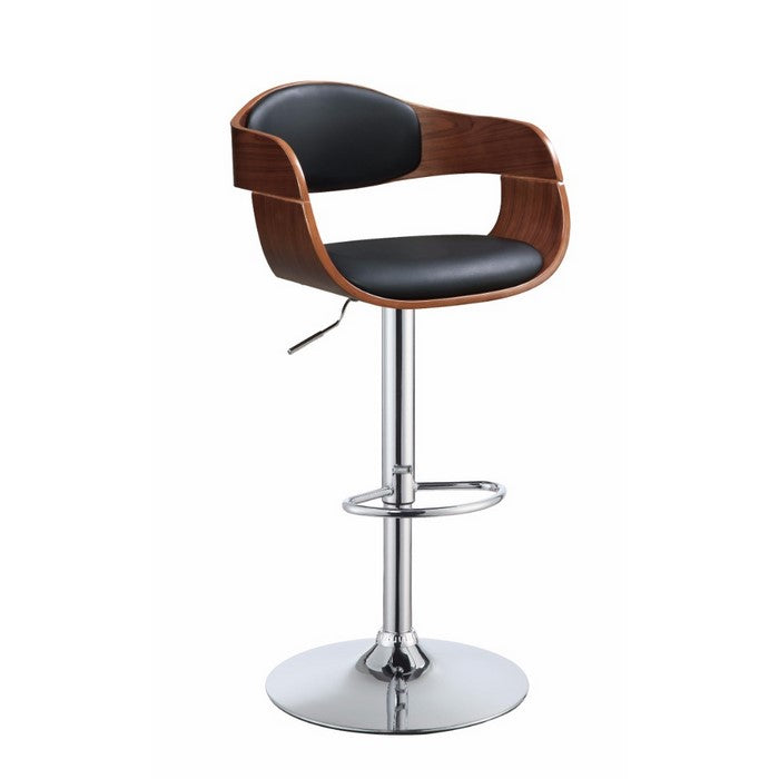 Chic Modish Adjustable Stool with Swivel, Black & Walnut Brown