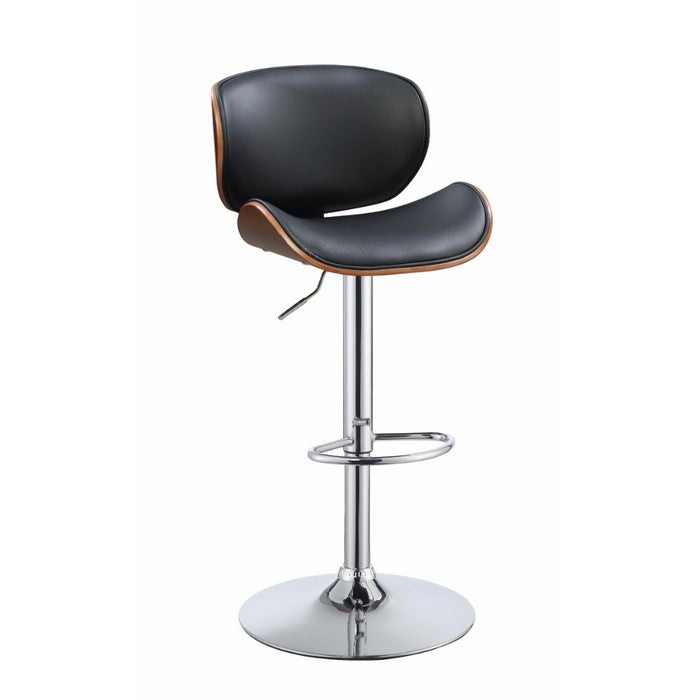 Adjustable Stool with Swivel, Black & Walnut Brown