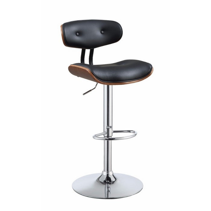 Voguish Adjustable Stool with Swivel, Black & Walnut Brown