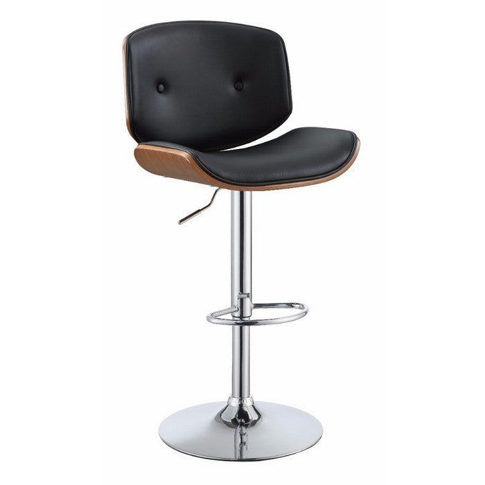 Faddish Adjustable Stool with Swivel, Black & Walnut Brown