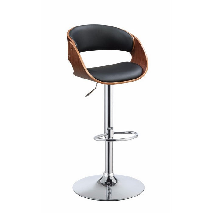 Fashionable Adjustable Stool with Swivel, Black & Walnut Brown