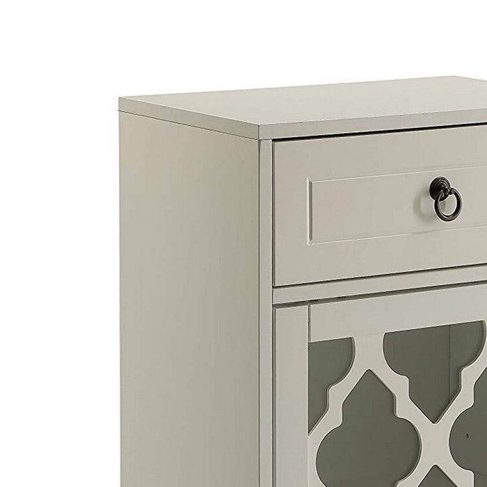 33 inch Wooden Accent Cabinet with 1 Drawer, White
