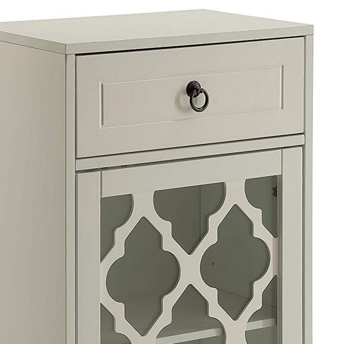 33 inch Wooden Accent Cabinet with 1 Drawer, White