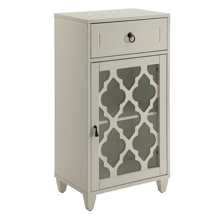 33 inch Wooden Accent Cabinet with 1 Drawer, White