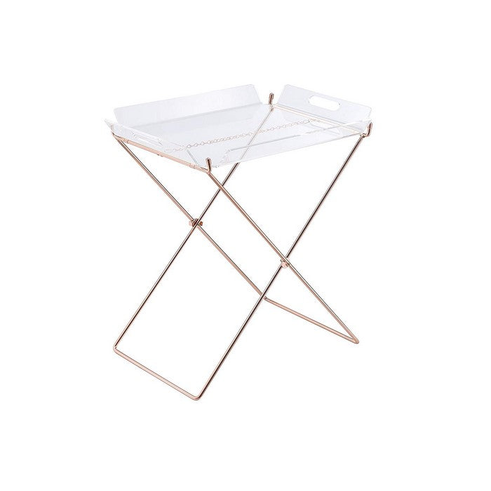 22 Inch Acrylic Tray Table with X Metal Base, Copper