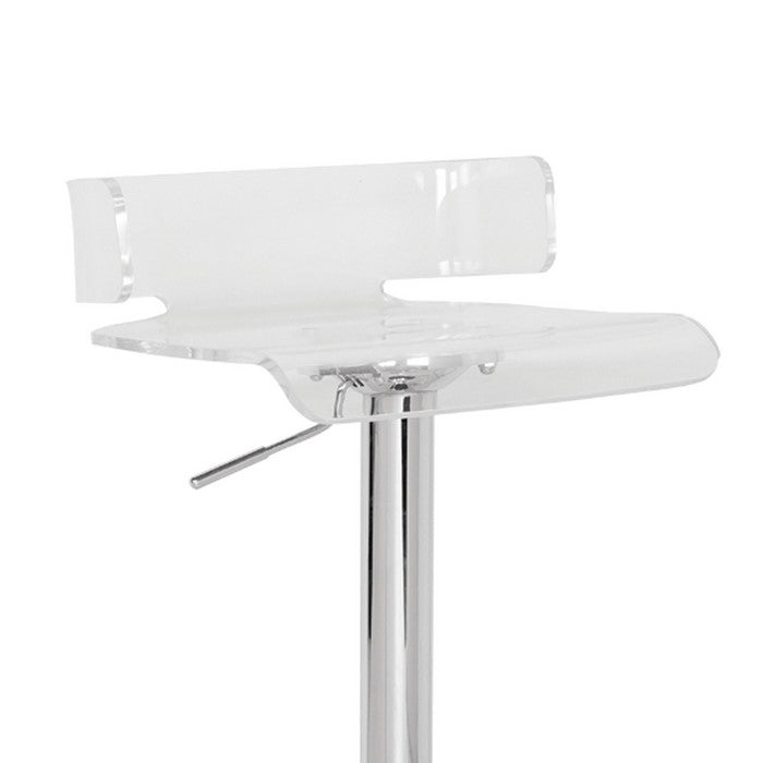 Smart Looking Adjustable Stool with Swivel, Clear & Chrome