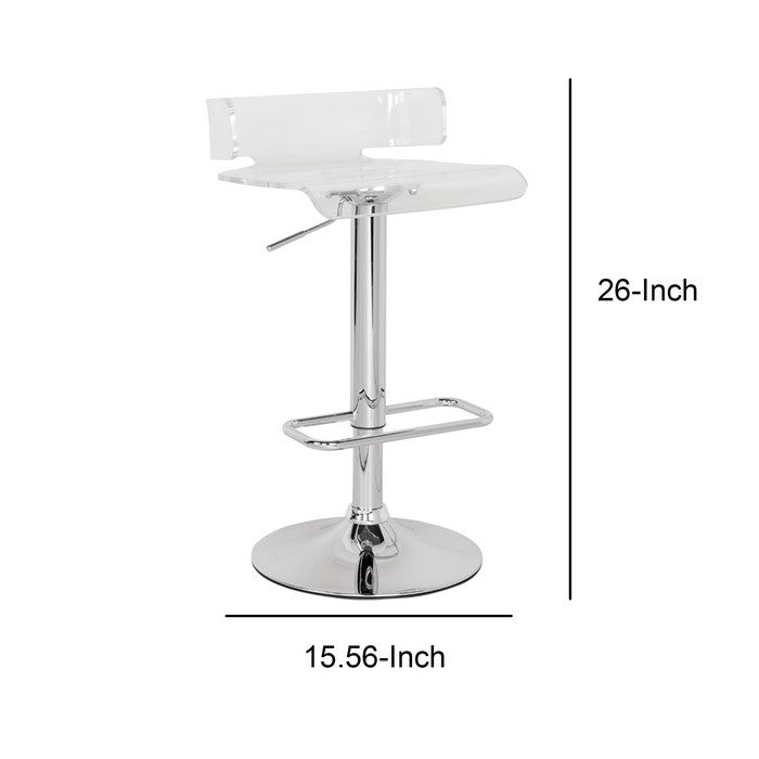Smart Looking Adjustable Stool with Swivel, Clear & Chrome
