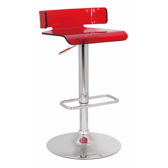 Acyrlic Adjustable and Swivel Barstool, Red and Chrome