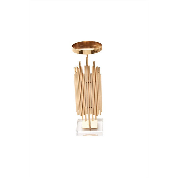 Metal Geometric Candle Holder with Acrylic Base, Small, Rose Gold