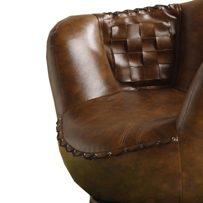 Baseball Glove Chair & Ottoman, Brown/White
