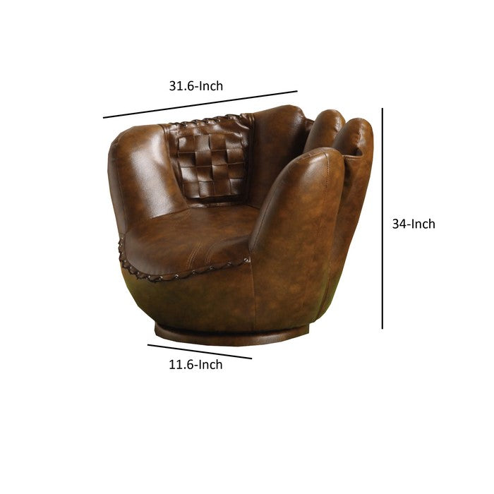 Baseball Glove Chair & Ottoman, Brown/White