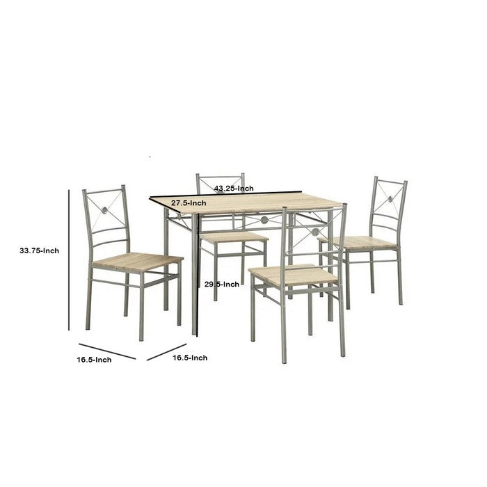 Sturdy Dining Table In A set Of Five, Silver