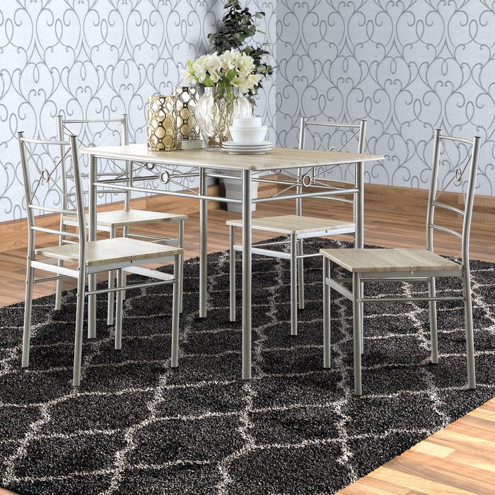 Sturdy Dining Table In A set Of Five, Silver