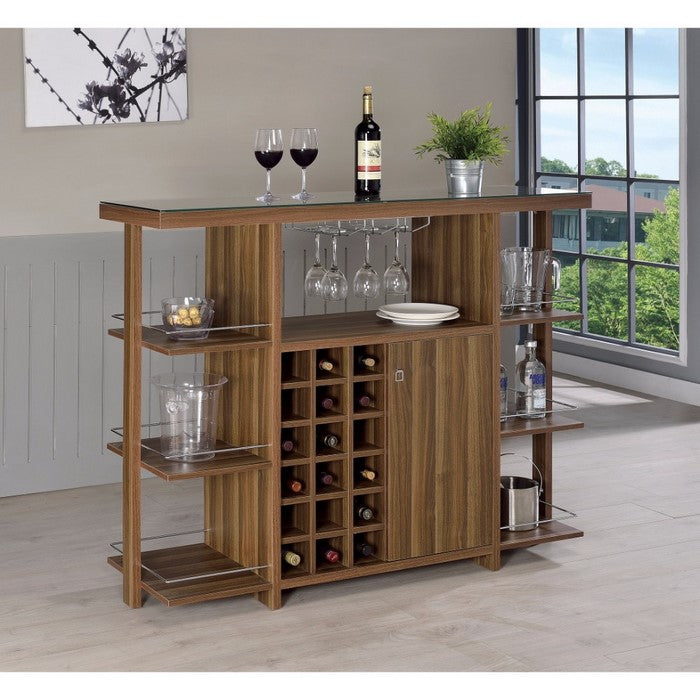 Sturdy Modern Bar Unit with Wine Bottle Storage