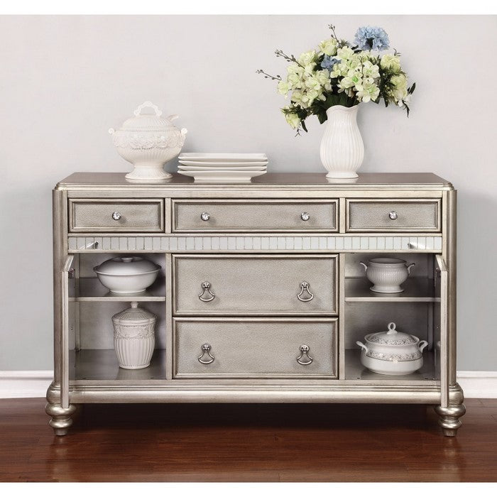 Stylish Dining Server with Metallic Finish, Silver