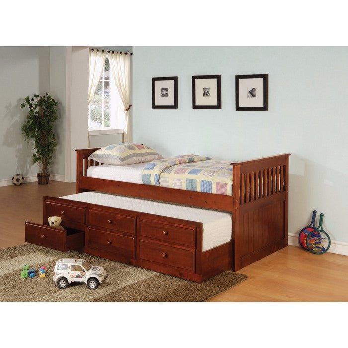 Classy Daybed Bed with Trundle and Storage Drawers, Brown