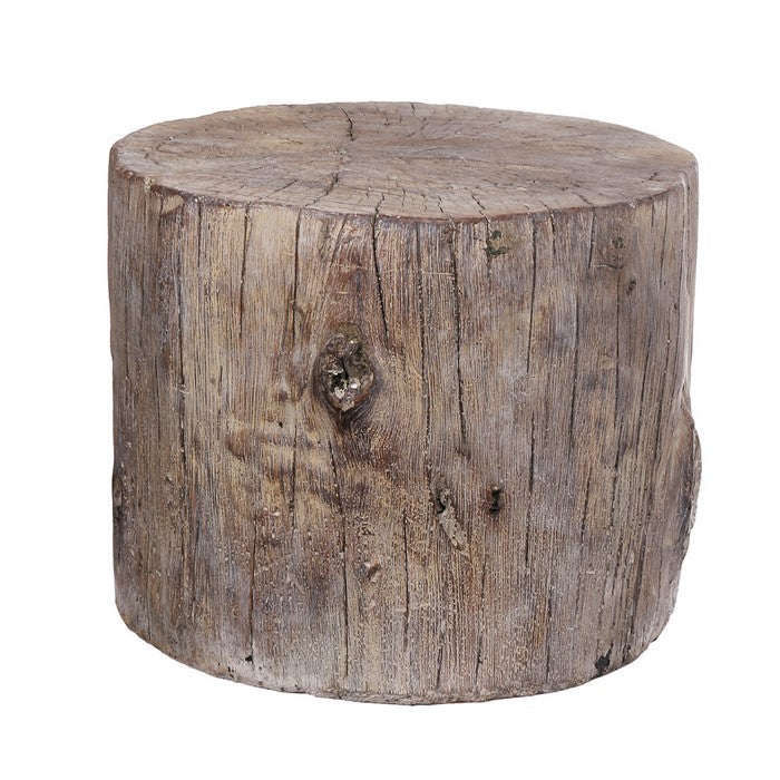 Round Tree Stump Cement Stool,  Brown