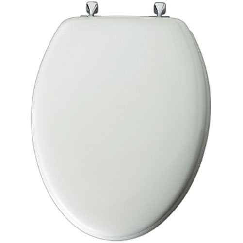 Mayfair Molded Wood Toilet Seat featuring STA-TITE Seat Fastening System and Chrome Hinges, Elongated, White, 144CP 000