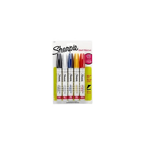Sharpie 34971PP Oil-Based Paint Markers, Medium Point, Assorted Colors, 5 Count - Great for Rock Painting