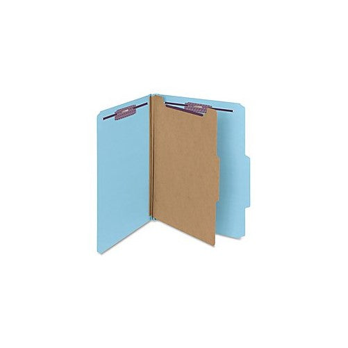 Smead Pressboard Classification File Folder with SafeSHIELD Fasteners, 1 Divider, 2" Expansion, Letter Size, Blue, 10 per Box (13730)