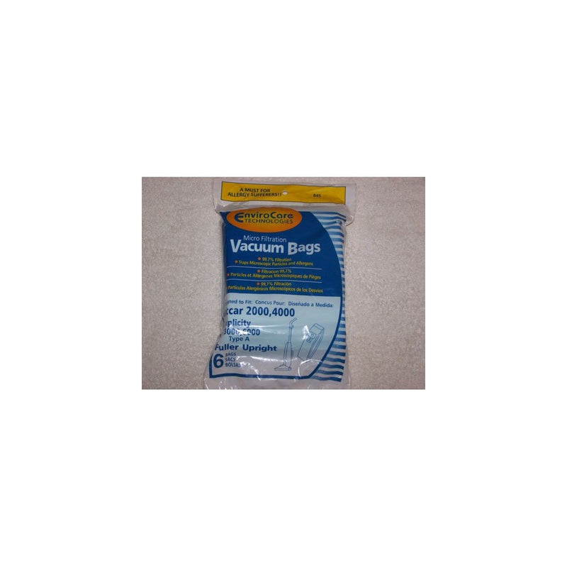 Riccar 2000, 4000 and Simplicity 5000, 6000 Type A Vacuum Bags Microfiltration with Closure - 6 Pack