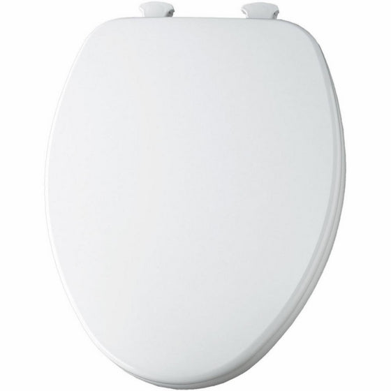 Church 585 White elongated closed front wood toilet seat with cover and Easy Clean Hinges