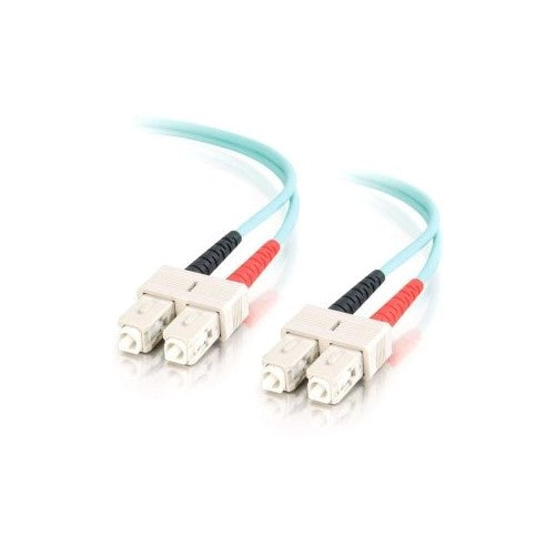 C2G/Cables to Go 33062 SC-SC 10Gb 50/125 OM3 Duplex Multimode PVC Fiber Optic Cable (10 Meters, Aqua)