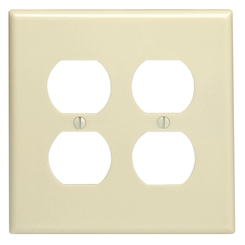 Leviton 86116 2-Gang Duplex Device Receptacle Wallplate, Oversized, Thermoset, Box Mount, Ivory