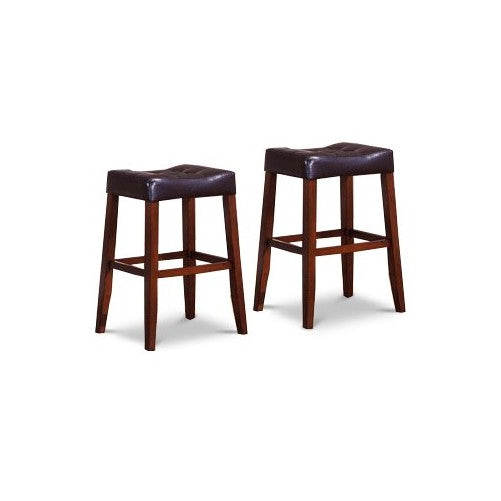 2 29" Saddle Back Espresso Bar Stools Espresso Seat Cherry Legs