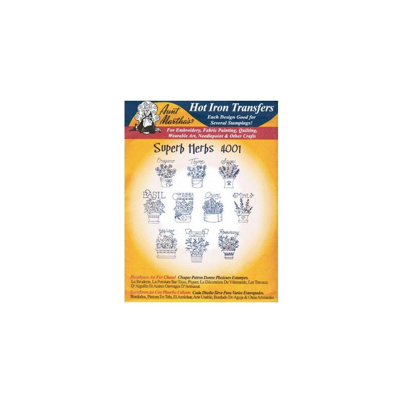 Superb Herbs Aunt Martha's Hot Iron Embroidery Transfer