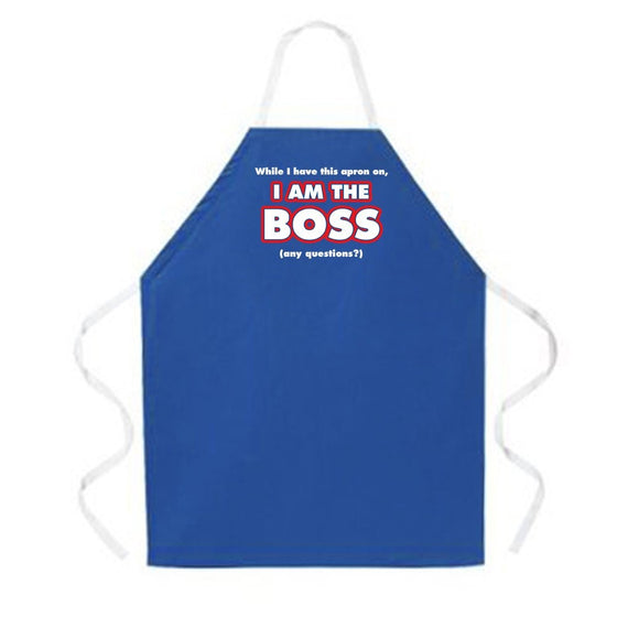 Attitude Aprons Fully Adjustable "While I Have This Apron On, I am the Boss" Apron, Dark Blue