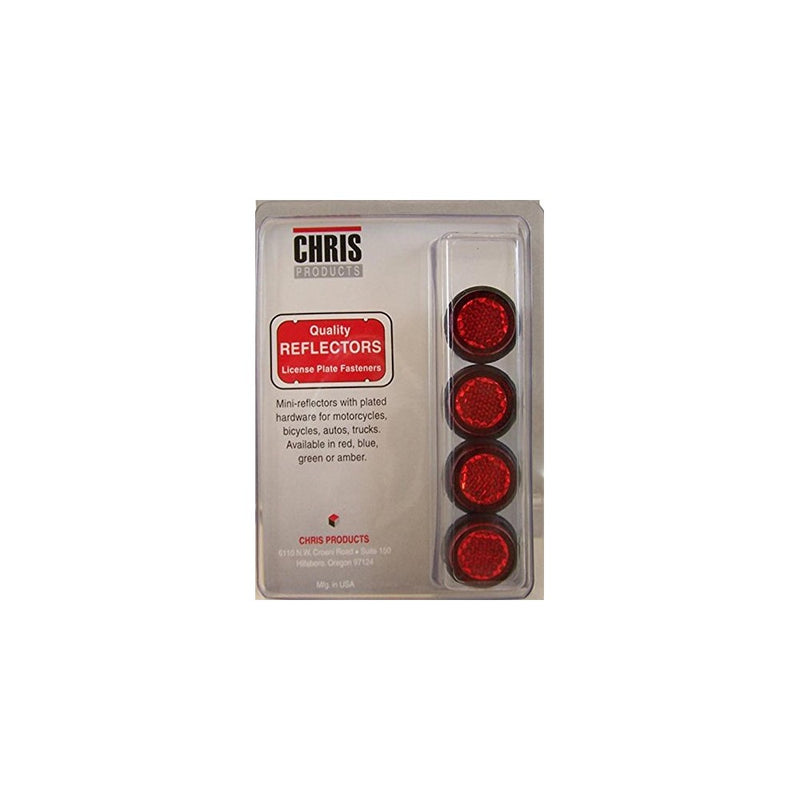 Chris Products CH4R Red Motorcycle Mini License Plate Reflector, 4 Pack