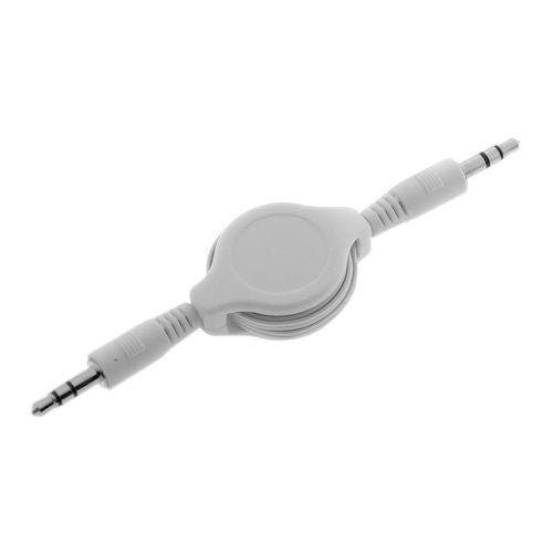 3.5mm Retractable Stereo Audio Male to Male Cable - White