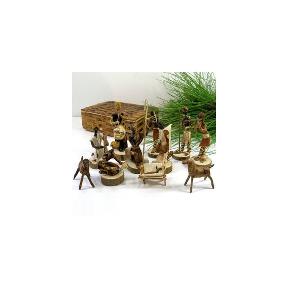 Global Crafts Nativity Set Handmade in Kenya From Banana Fiber