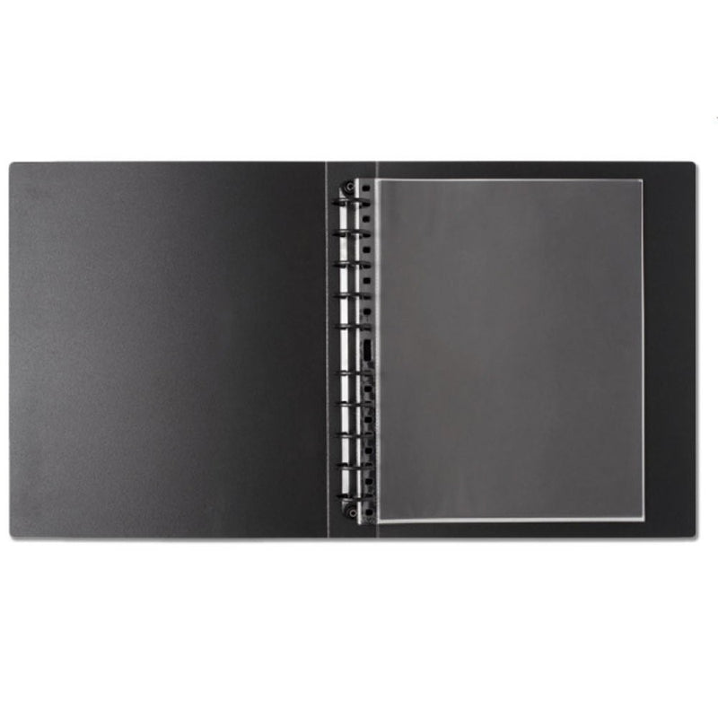 Prat Premium Multi-Ring Binder, Deluxe PP Foam Cover with 10 Sheet Protectors, 11 X 8.5 inches, Black (HBPR-11)