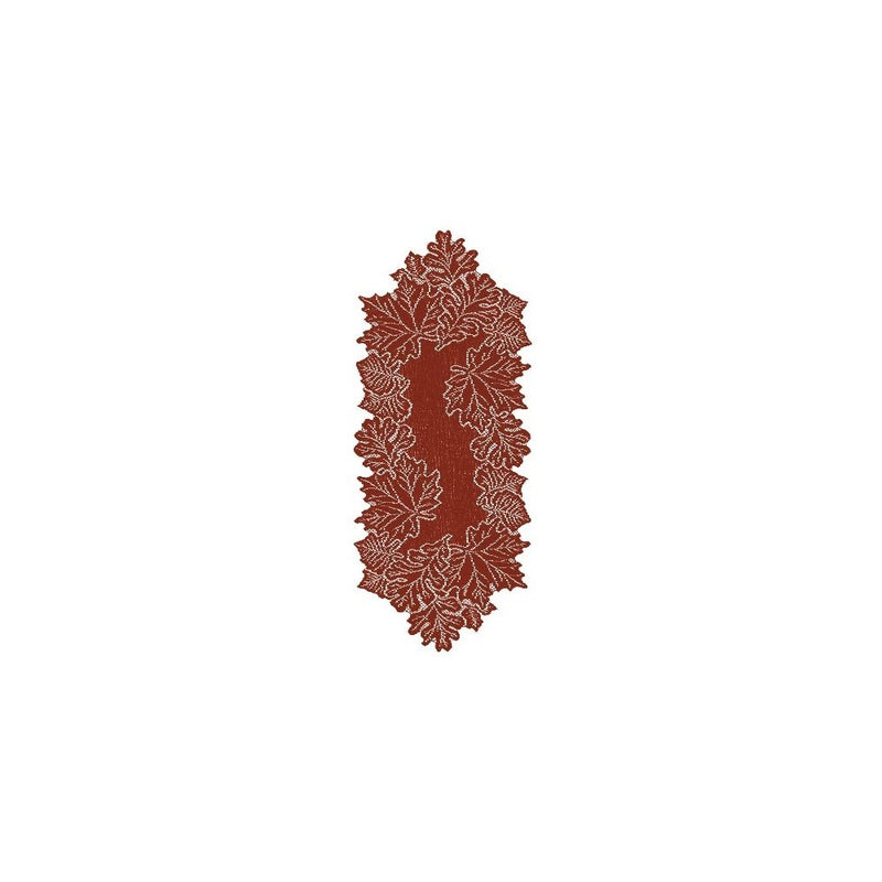 Heritage Lace Leaf 14-Inch by 36-Inch Runner, Dark Paprika