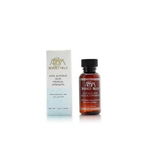 ASDM Beverly Hills 25% Glycolic Acid Peel |1 Ounce| Anti-Aging Treatment for Wrinkles, Acne Scars, Blackheads, Fine Lines, Oily Skin, and Dry Skin- Chemical Exfoliate Dissolves Dead Skin Cells