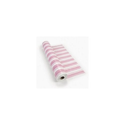 Pink / White Striped Tablecloth. 40" X 100 Ft. Plastic