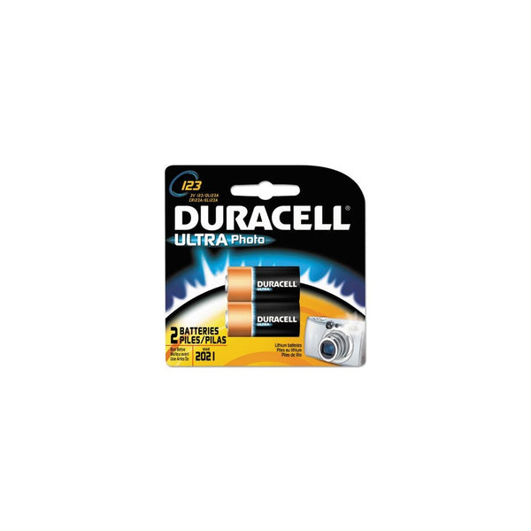 Duracell DL123AB2BPK Ultra High-Power Lithium Battery, 123, 3V, 2/Pack