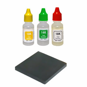 PuriTEST 10k/14k/18k Gold Test Acid Solutions Tester Kit Detect Metals Scrap Jewelry PRO 2x2" Testing Stone